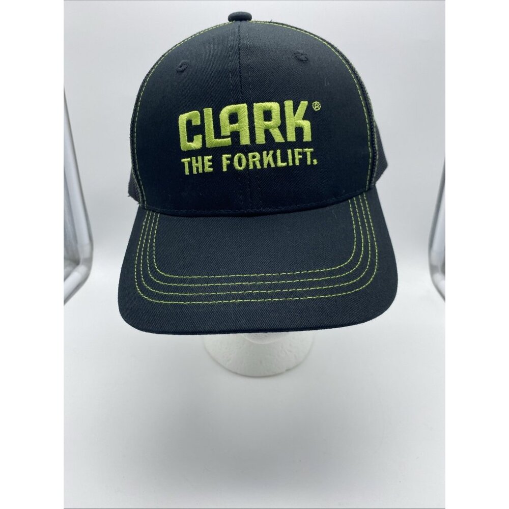 Clark Black Baseball Cap Trucker Hat Hook & Loop The Forklift Young An Mesh-back